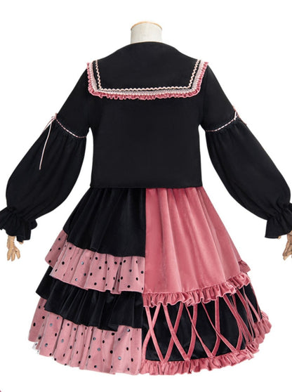 Dress Short + Lolita Jacket Asymmetrical Frilled