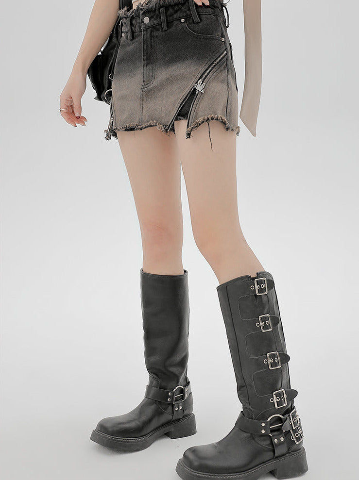 American Style Shorts Gradient Skirt Denim