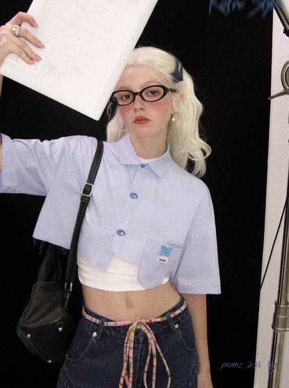 デザインシャツ アイ ショート ブルー クローク