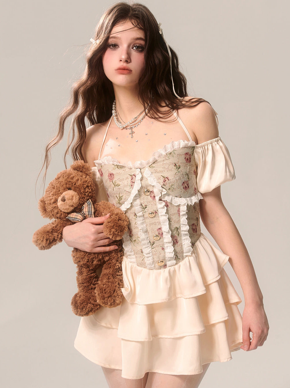 ジャカードバロックオフショルダードレスプリンセス