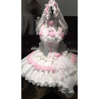 Elegantes rosa-weißes Lolita-Kleid BE007