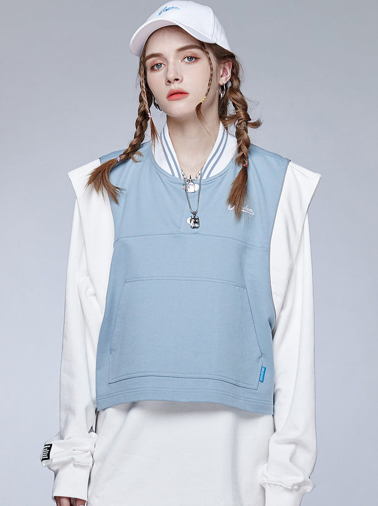 Sportliche Weste Strick Blau-Weiß