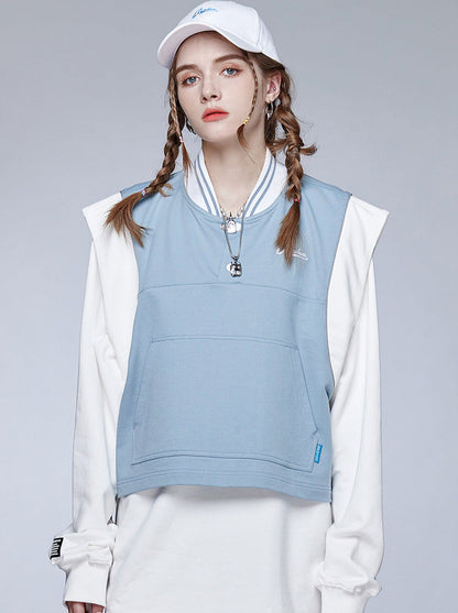 Sportliche Weste Strick Blau-Weiß