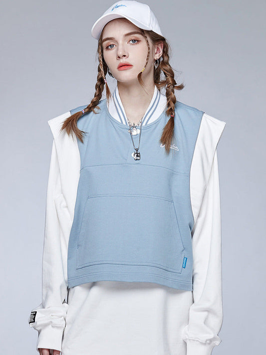 Sportliche Weste Strick Blau-Weiß