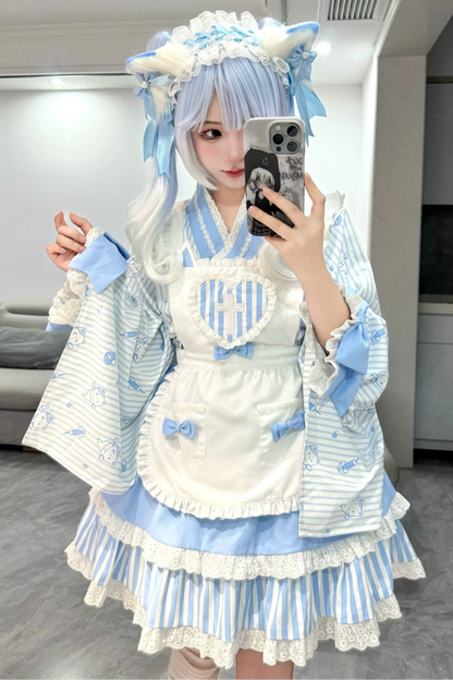 ロリータメイドの日本の医療ストライプ