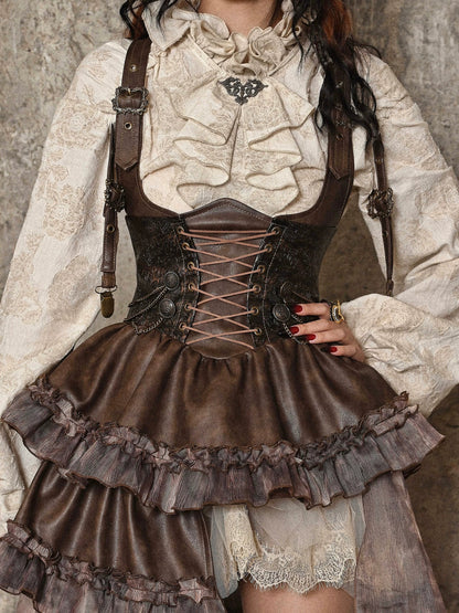 Detail of Exile's Journey asymmetric strap skirt