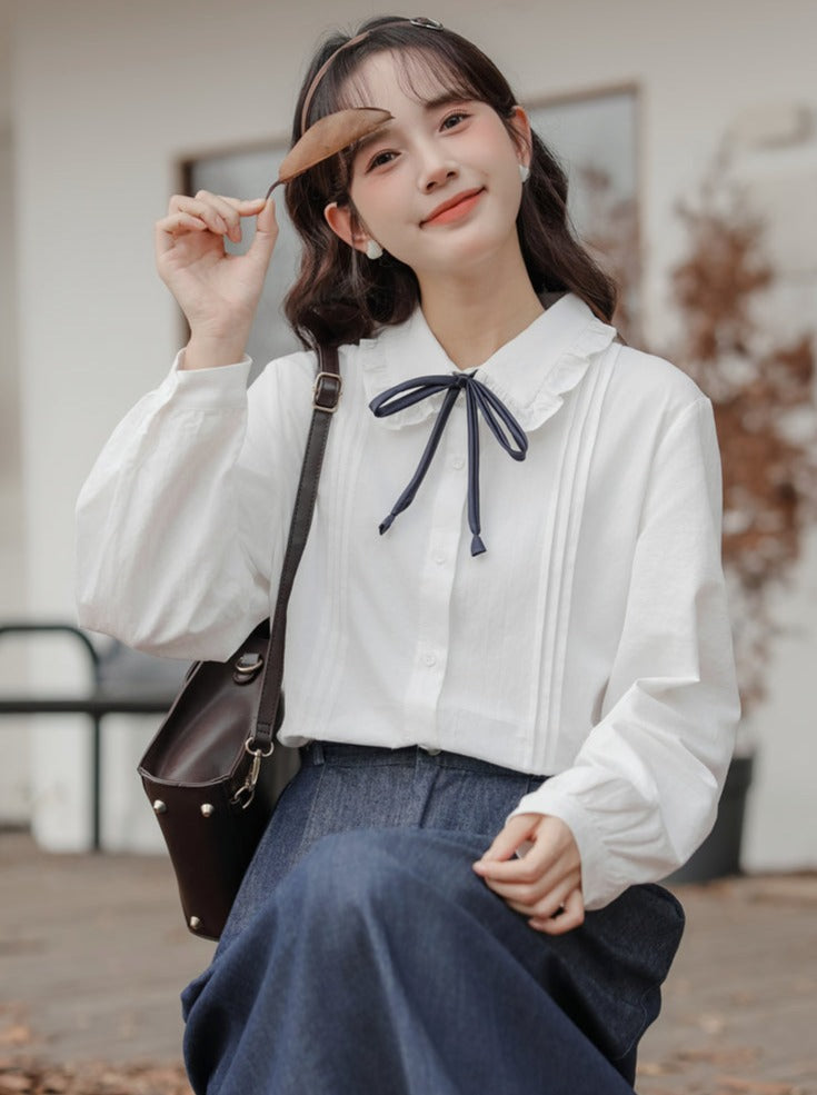 French Blouse Ribbon Retro