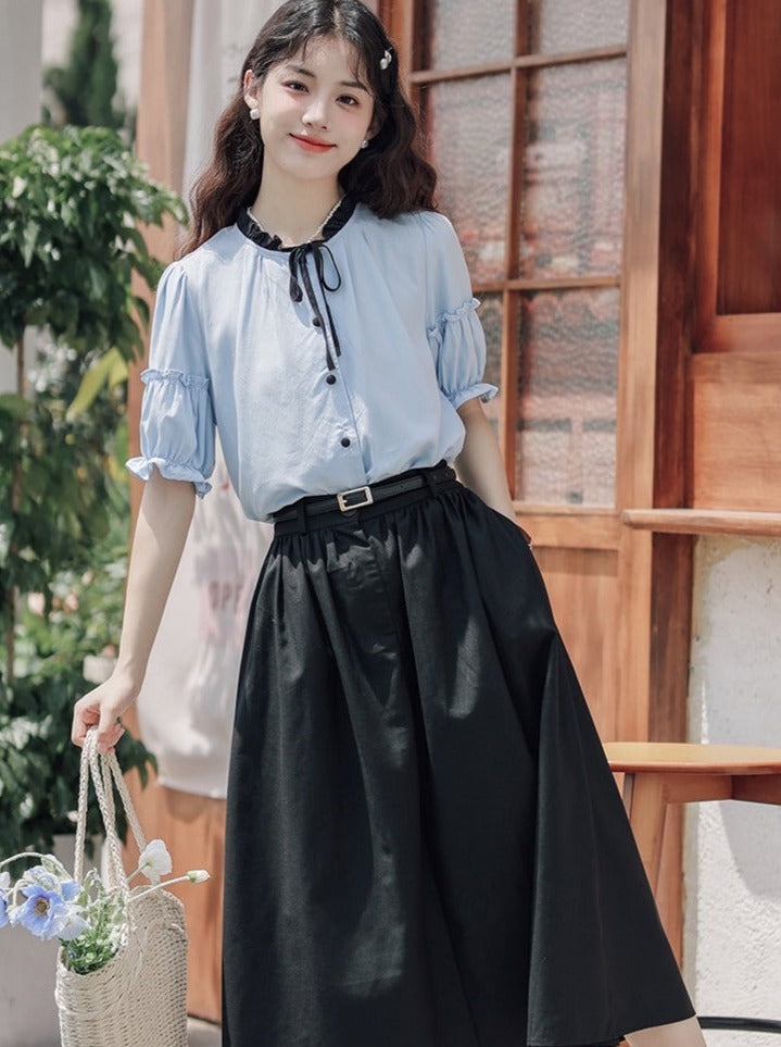 Lce Flared Long + Rock Shirt Retro Sommer Blau
