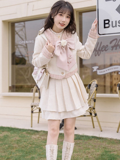 Jacket Love Skirt Sweet Long Skirt Button Short