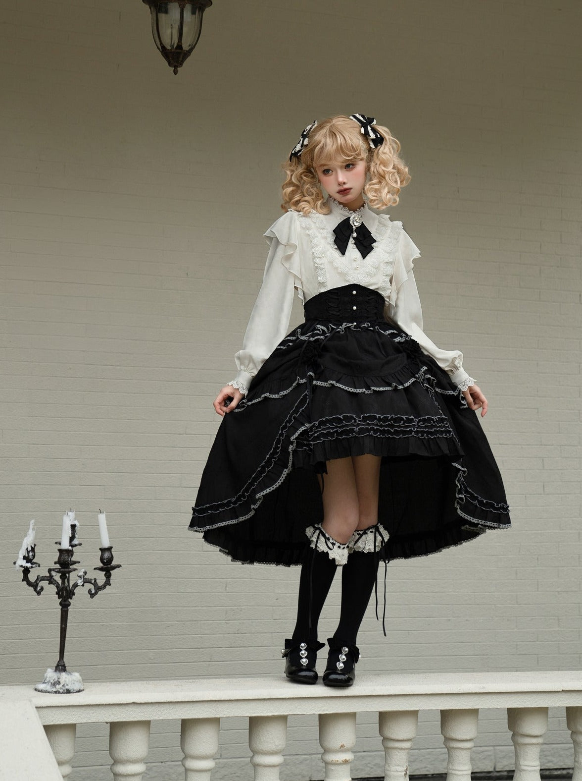 アシンメトリースカート エレガントなフリルフレアブラウス