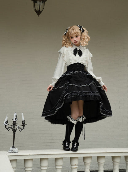 アシンメトリースカート エレガントなフリルフレアブラウス