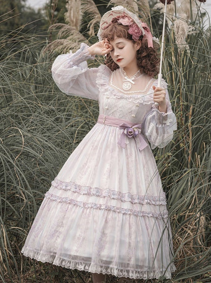 Elegant Chiffon Dress Sheer Lolita