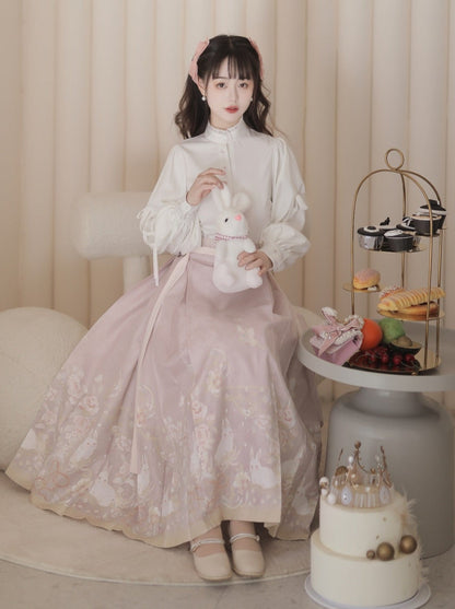 Bluse Sweet Neck Ruffle + Rabbit China Rock