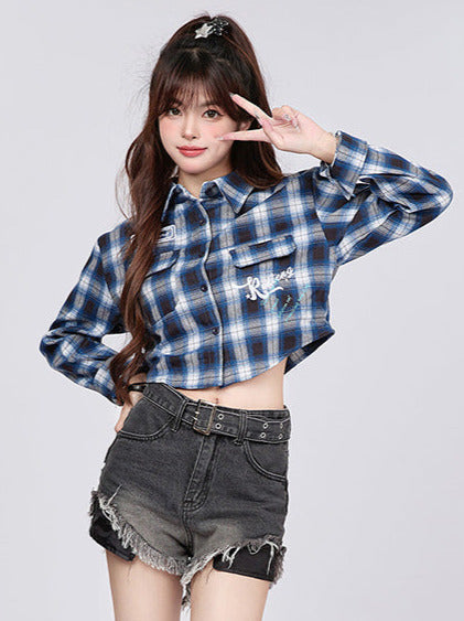 アメリカンショートレトロチェックシャツ