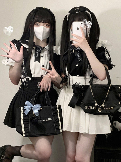 Spitzenhemd mit Puffärmeln und Kragen