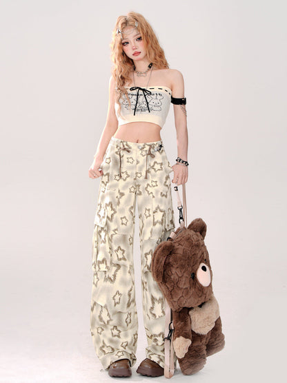 Lockere, lässige, weite Hose mit Sternenmuster