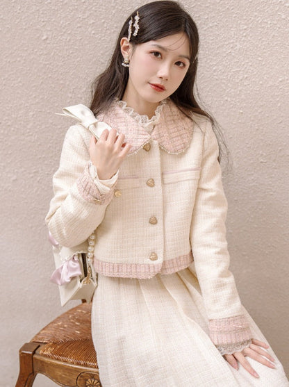 Jacket Love Skirt Sweet Long Skirt Button Short