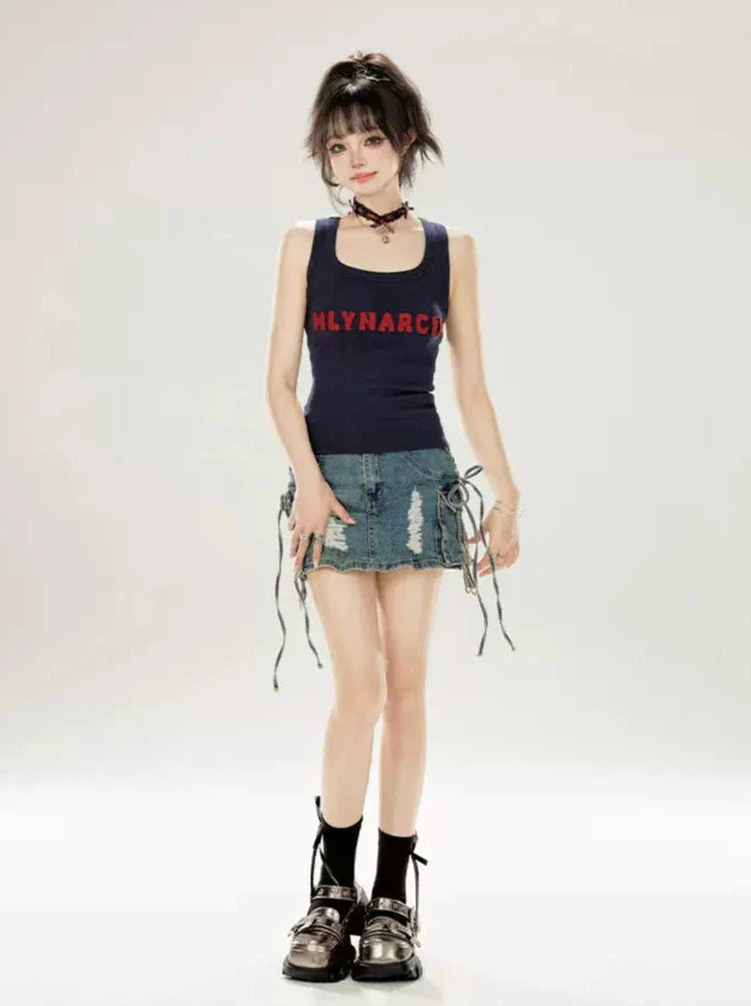 American Letter Print Top Tank