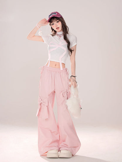 Bow Pants Pinky Loose Big Sweet