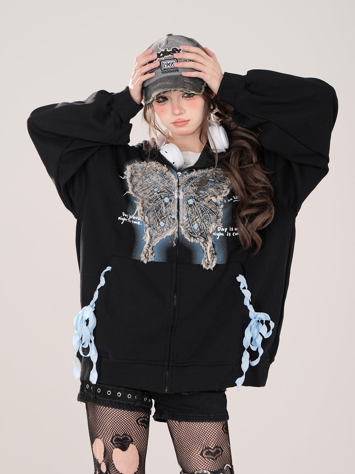 Sweatshirt Zip Butterfly Street Loose Hoodie American Jacket