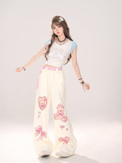 Art Loose Bear Pop Weite Illustration Hose