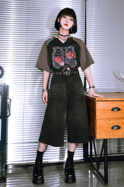 パンツ ハーフアッシュ ブラックデニム