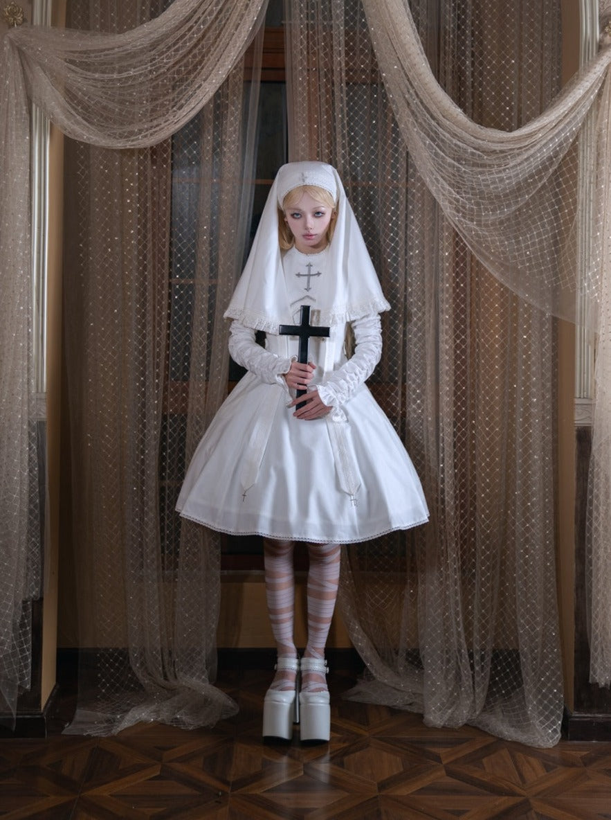 White Cross Moon Lolita Pure Dress