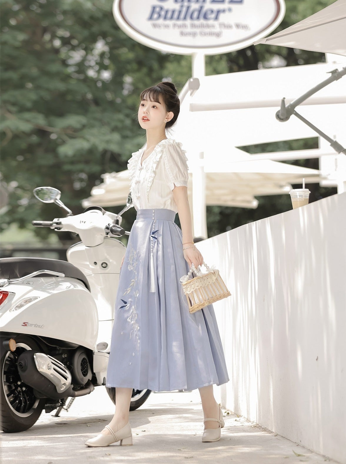 Sommer Faltenrock Retro Rüschen Top Design China