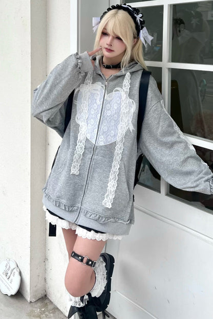 Zip-Through Chill Hoodie Hooded Lace