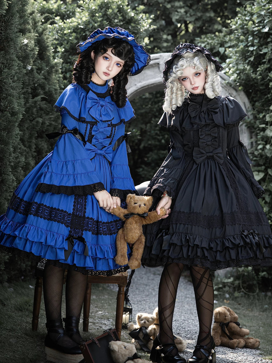Moonlit Lily Gothic Lolita dresses styled in blue and black