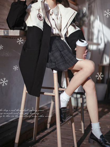 College Hoodie Style Jacket White Penguin Down