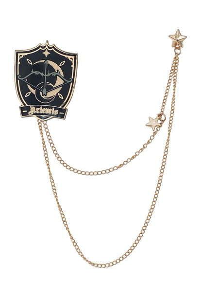 スカートベスト、ビッグシャツ、カレッジブローチ、ウエスタンリボン、パフスリーブ