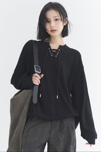 Oversize-Stricktop mit V-Ausschnitt