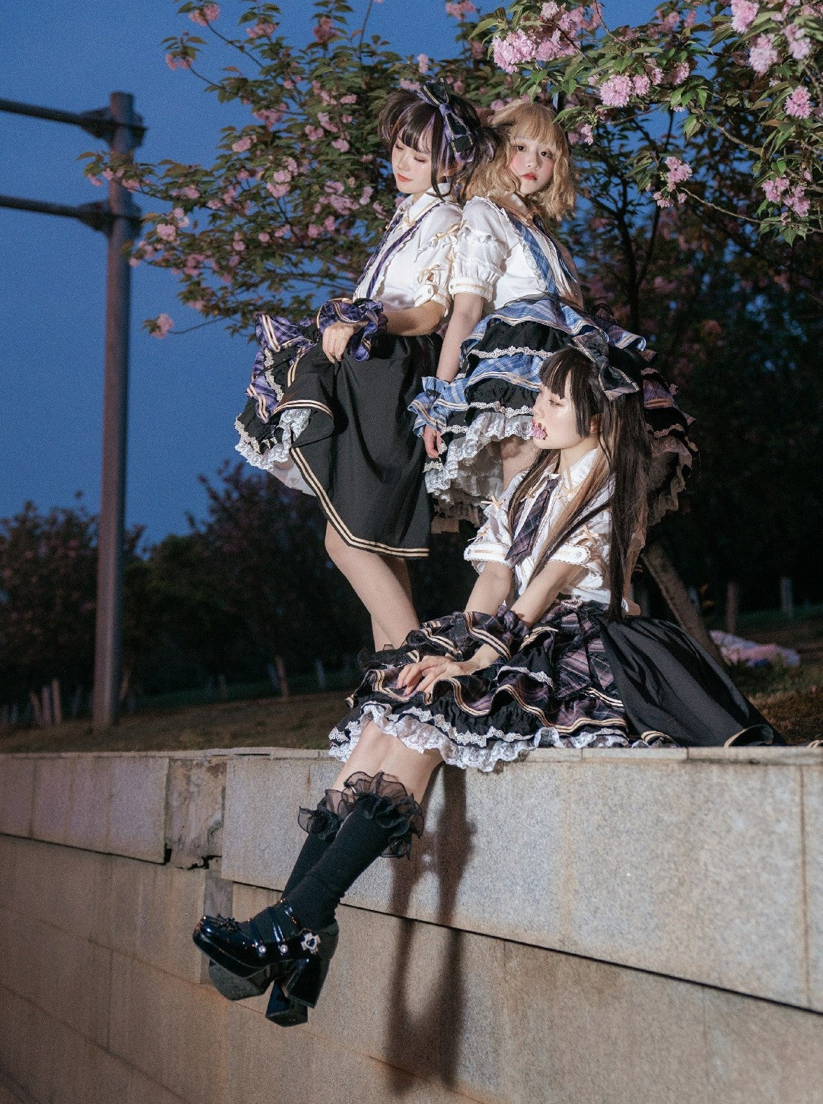 トップス スカート チェック アイドル フリル ティアード チェック ロリータ