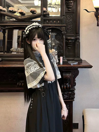 Rojita Cape Sleeve Mesh Bow Lace Midi Dress