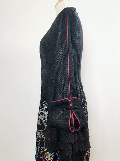 チャイナロリータゴゴシックケープ+ロングジャケット+キャミソール+スカート+ウエストバンド