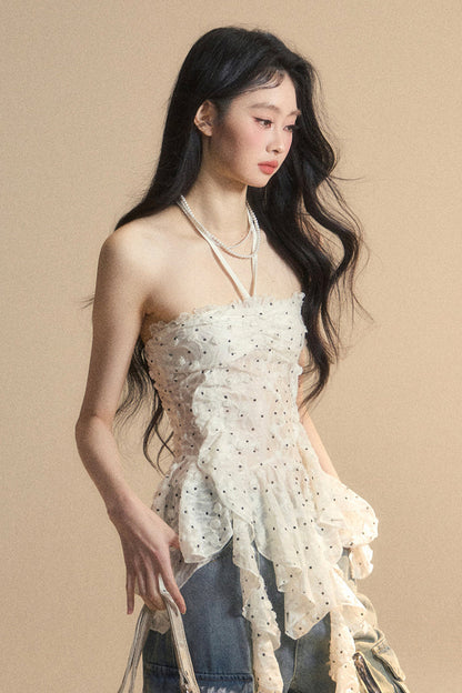 top Y2K lace One-shoulder