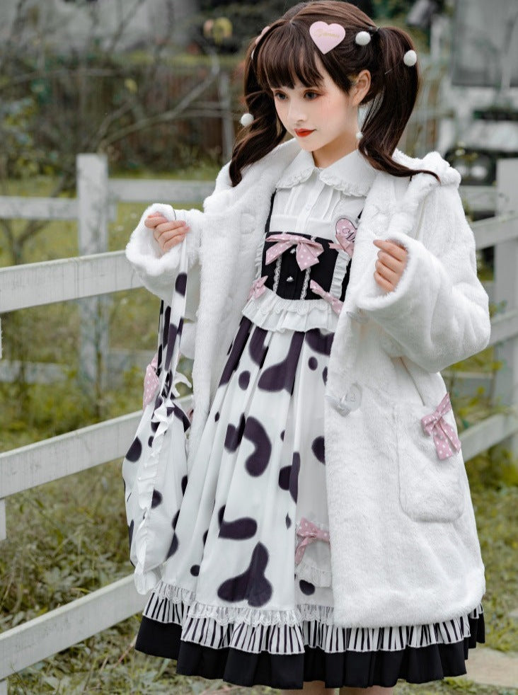 Hosenträger Kuh Bluse Rock Pelz + Mantel