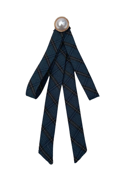 Kleid Marineblau Brosche Elegant Retro Blau + Band Schlank