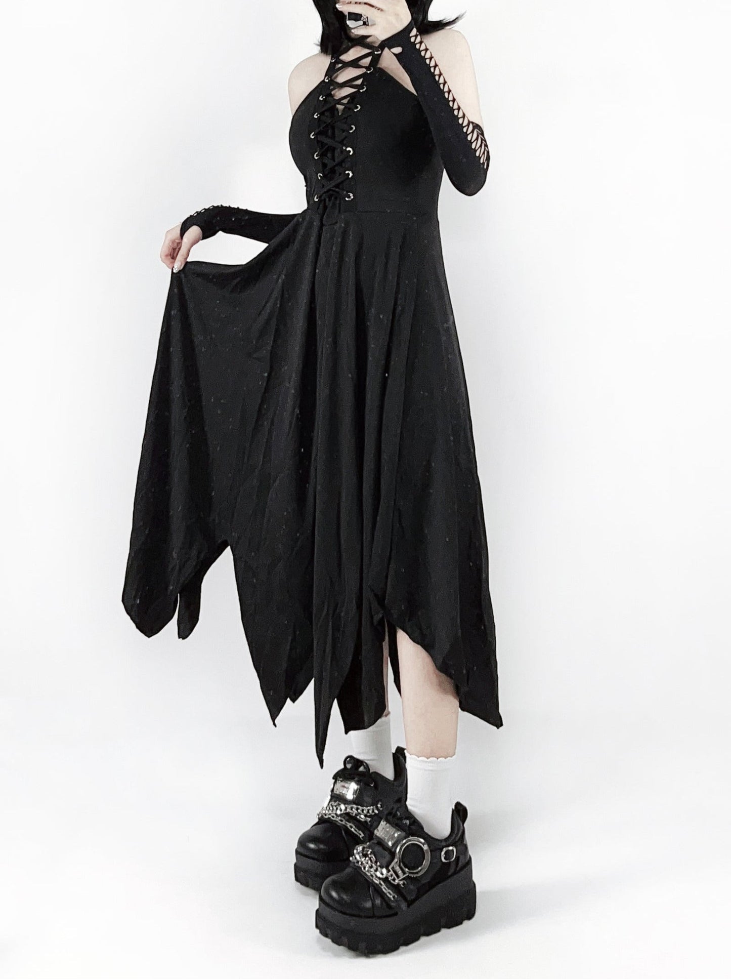 シューズ カフ ハンド プラットフォーム メタル ダーク