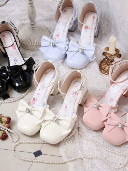 High Love Diamond Ribbon Heel Shoes Lolita