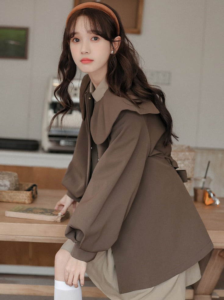 Preppy Coat Cape French Trench Style