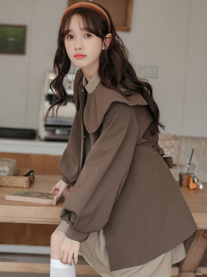 Preppy Coat Cape French Trench Style