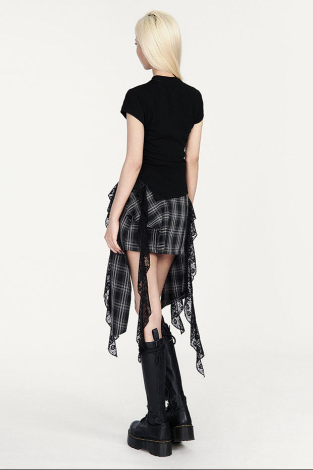 Patchwork Check Deconstructed Skirt