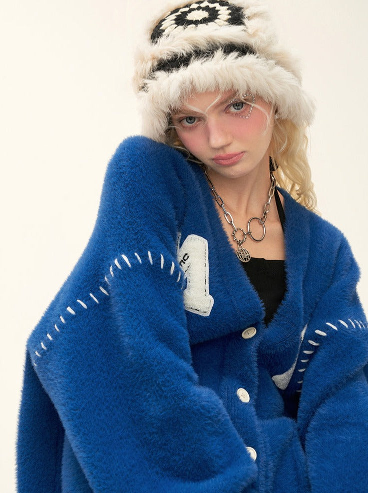 ポーラーVネックベアロゴカーディガン