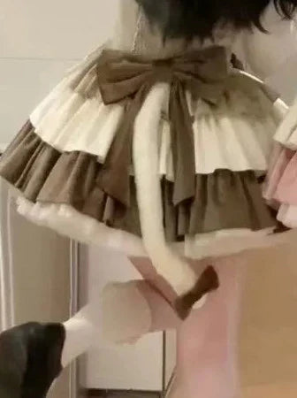 サスペンダードレスセット 耳付きベルベットテールヘアバンド フリル ふわふわ猫ハート