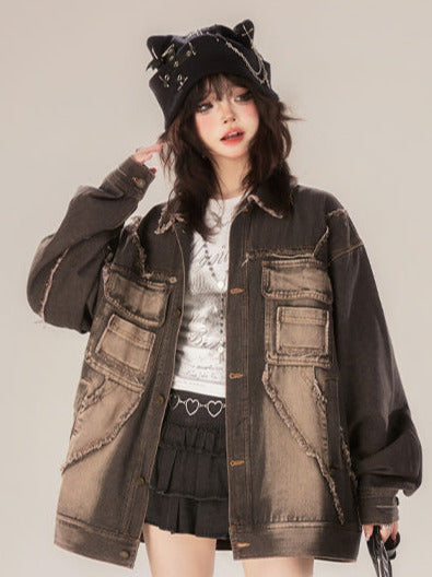 Gradient Street – Schwarze Retro-Jeansjacke