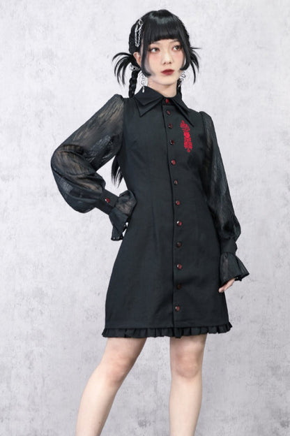 Kleid Laterne Chinesische Ärmel Durchsichtig