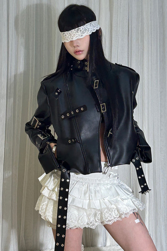 レースアップスーパージャケットレザー