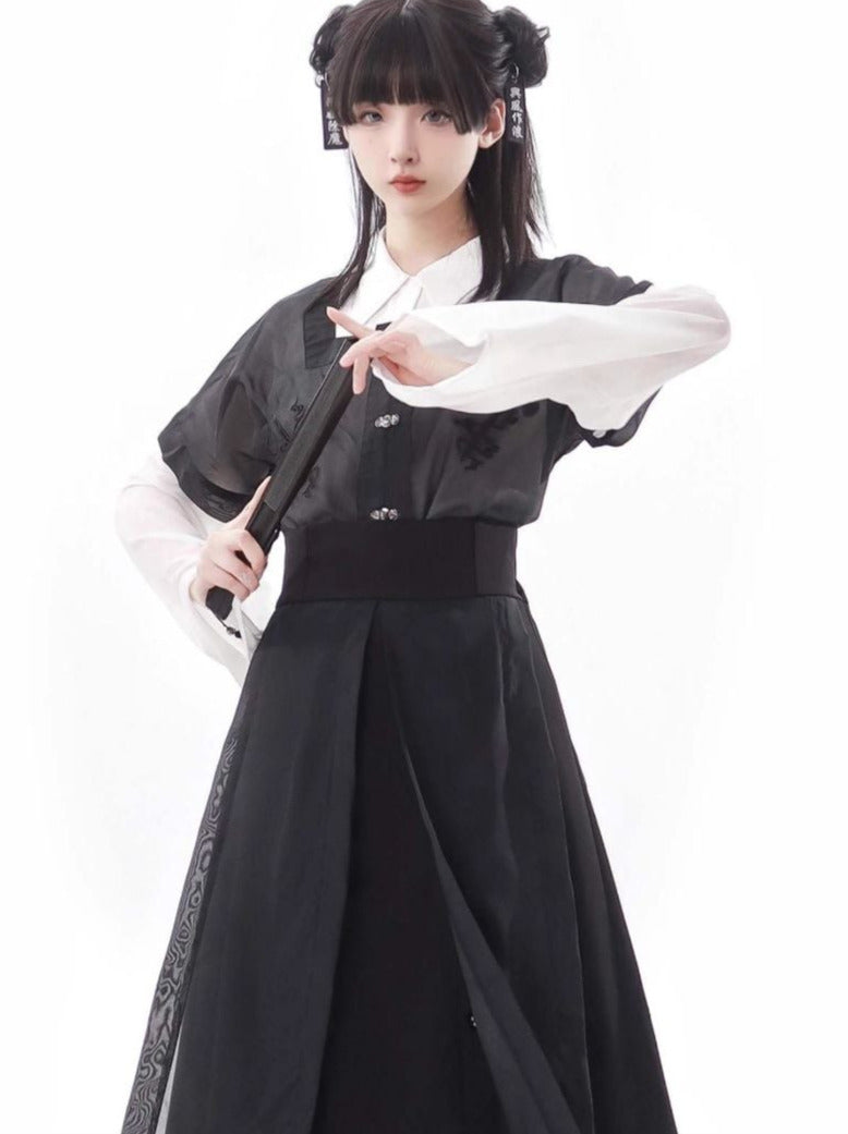 スリムな黒のチャイナスーツ、新しいホワイトデザインのウエスト